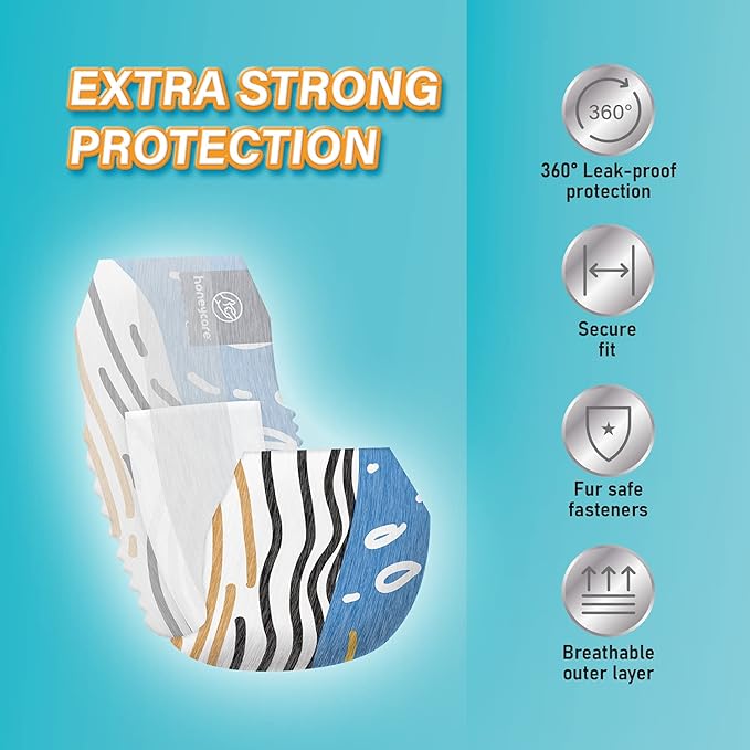 HONEY CARE All Absorb Petrichor Male Dog Wrap, Fresh Smell Disposable Diapers, Extra Small, White, 100 Count